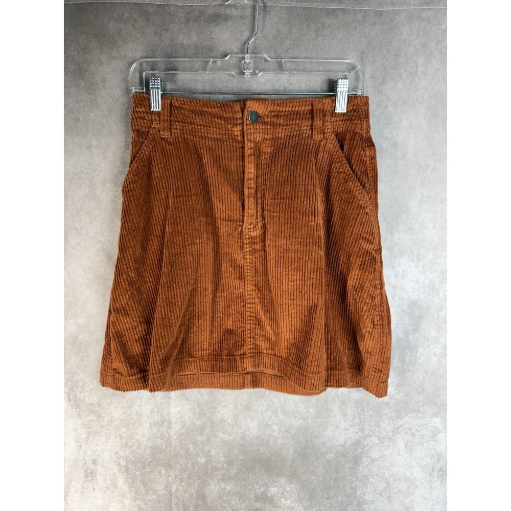 Pact Classic Corduroy Mini Skirt In Burnt Orange Brown Women's Size M